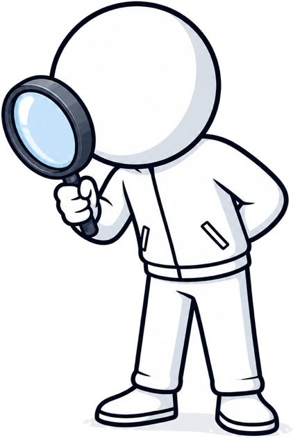 Visi, the Avisible mascot, looking at the answer through a magnifying glass