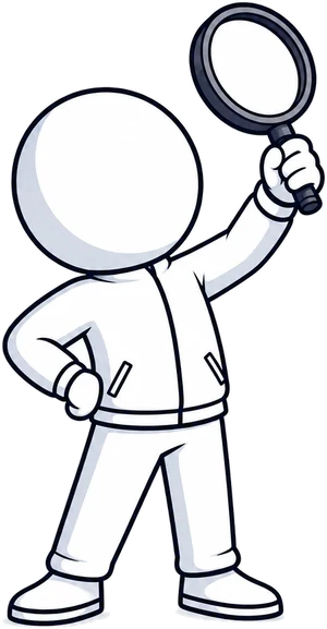 Visi, the Avisible mascot, holding a magnifying glass up toward the carousel